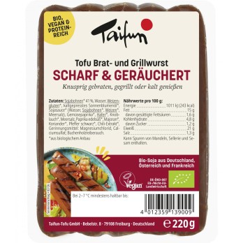 Tofu Brat- und Grillwurst, scharf & geräuchert (5 Stück)