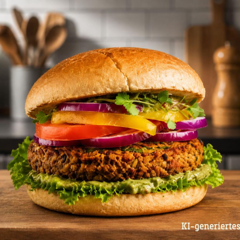 Milder Veggie-Burger mit Kräuter-Dip