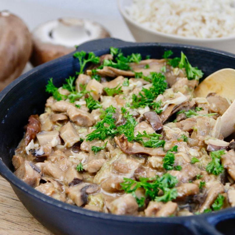 Pilzpfanne mit Soja Geschnetzeltem