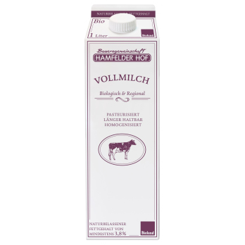 Milch - 3,8 % Vollmilch Tetra Hamfelder, länger haltbar